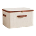 Beige Foldable Storage Box With Lid Dustproof Large Organizer For