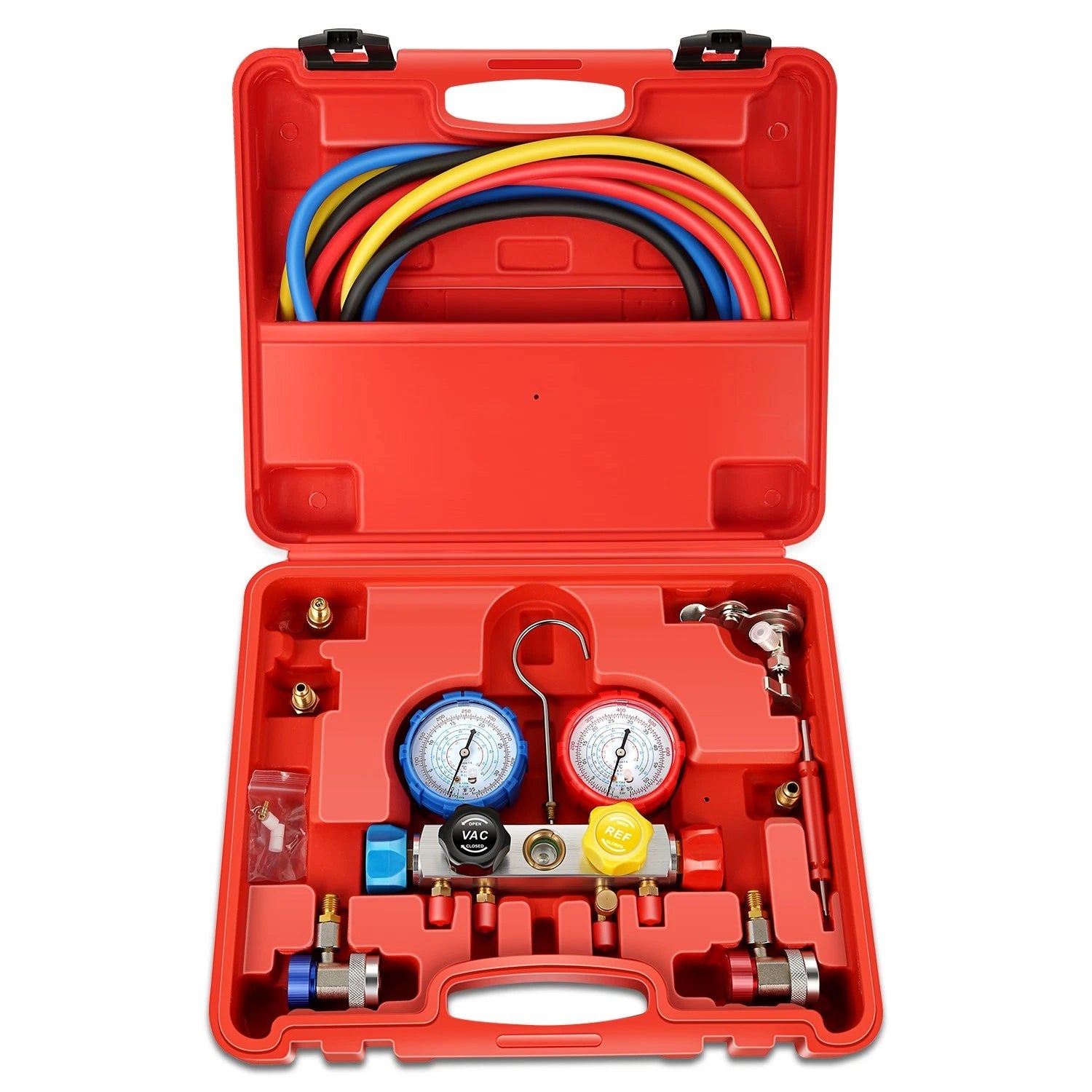 R134a R-22 R410a R404a Charging 4 Way 4 Valves Ac Manifold Gauge &