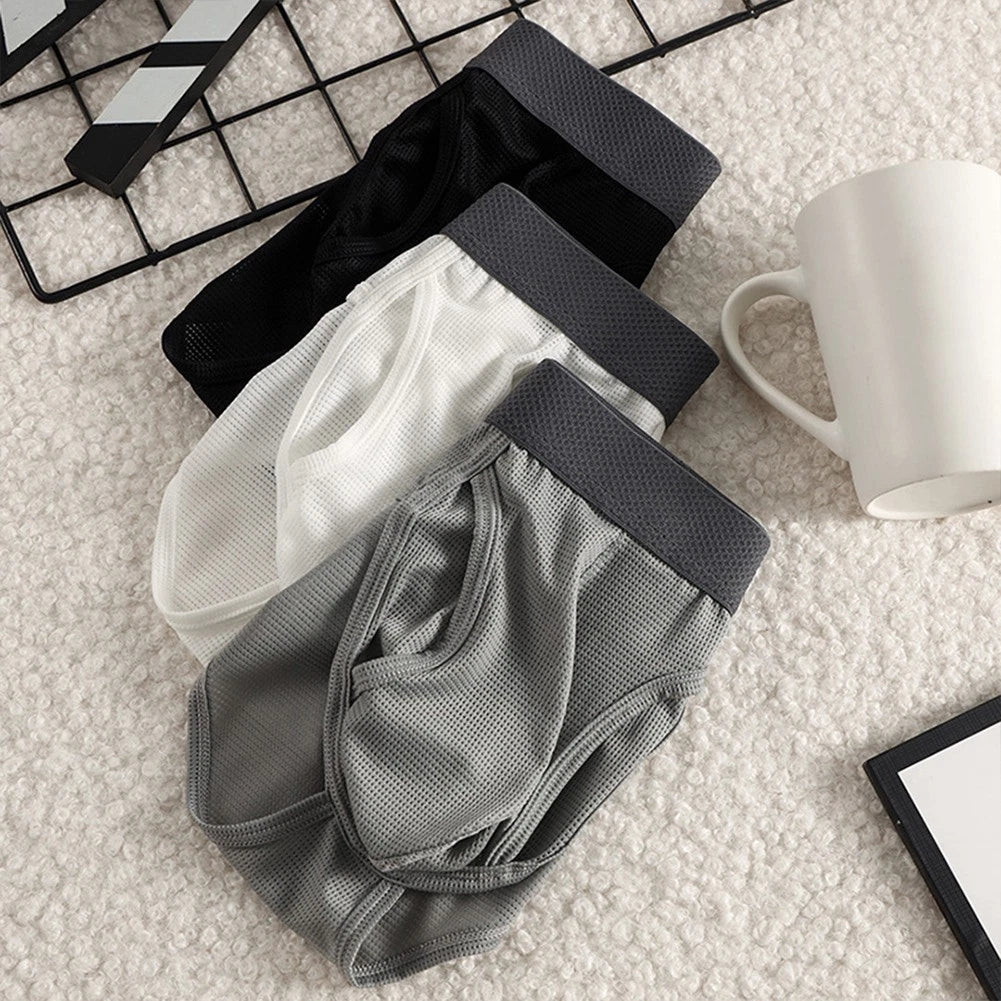 Open Front Design Mens Briefs With Pouch And Lightweight Ice Silk