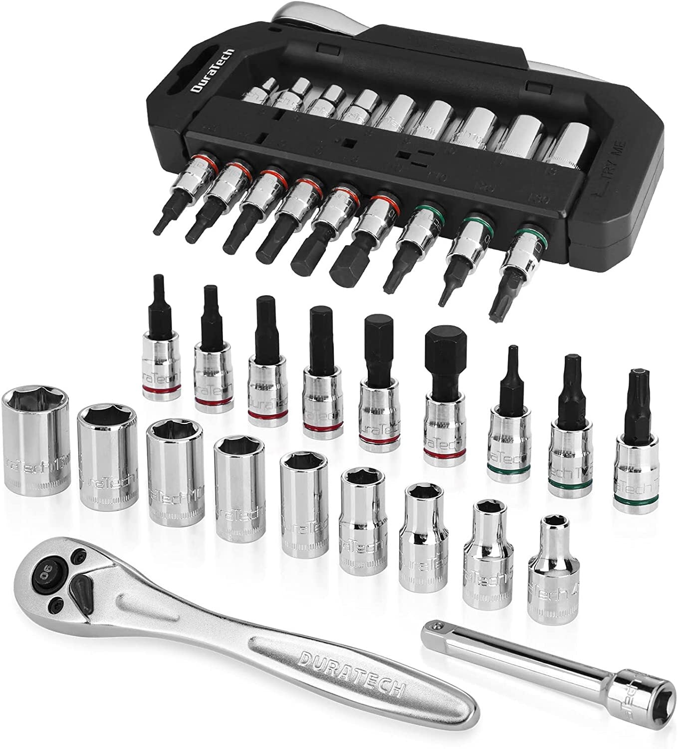 DURATECH 1/4" Drive Socket Set 20 Pieces S2 alloy steel Ratchet Wrench Sets NEW