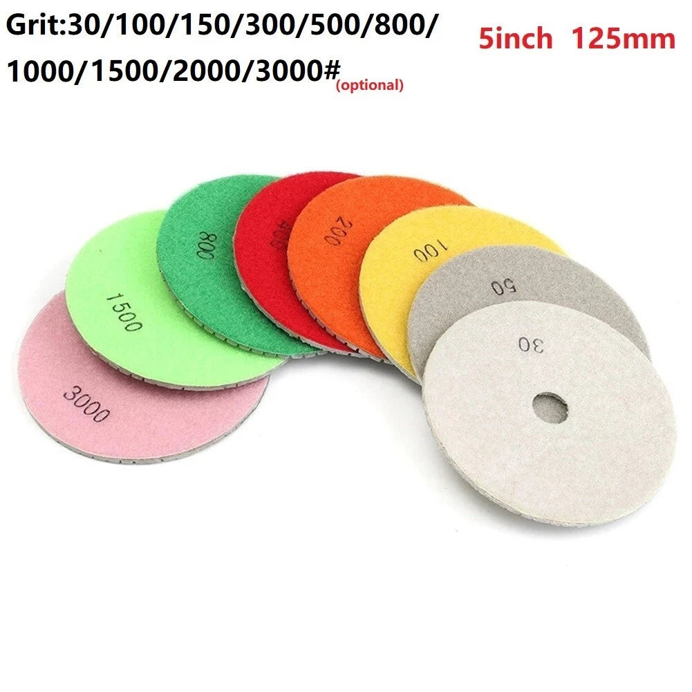 5 Inch 125mm Dry/wet Diamond Polishing-pads Flexible Grinding Discs