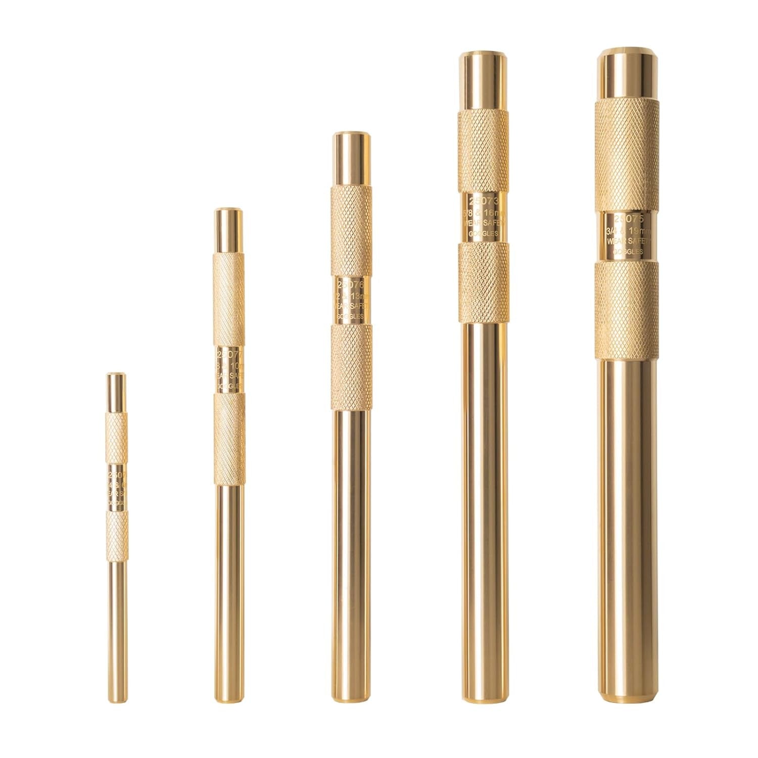 5-Piece Brass Punch Set, Removing Repair Tool, 1/4", 3/8", 1/2", 5/8"