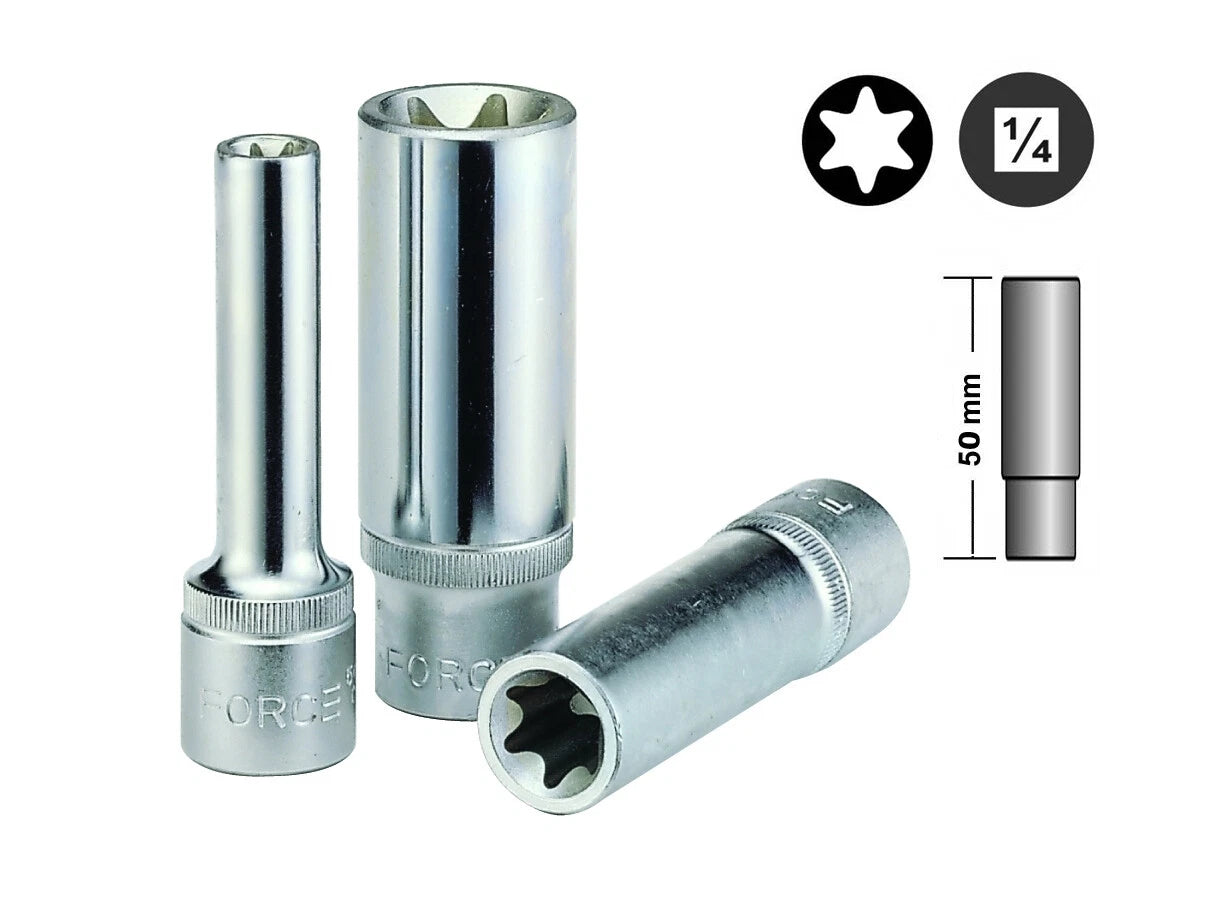 Force Cr-v Alloy 1/4" Dr. 50mml Deep Torx Female E | Built Supply Co