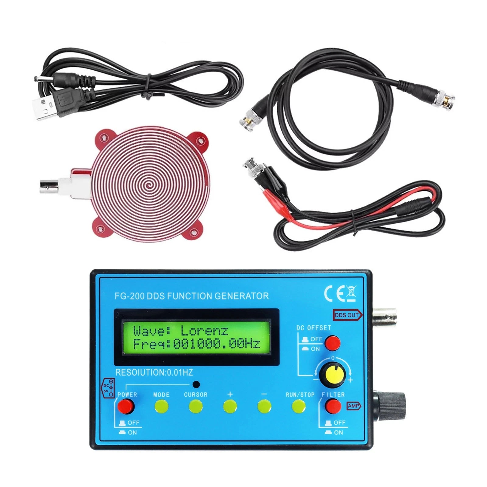 15 Waveform Dds Signal Generator 0.01hz-500khz With Bnc Cable For