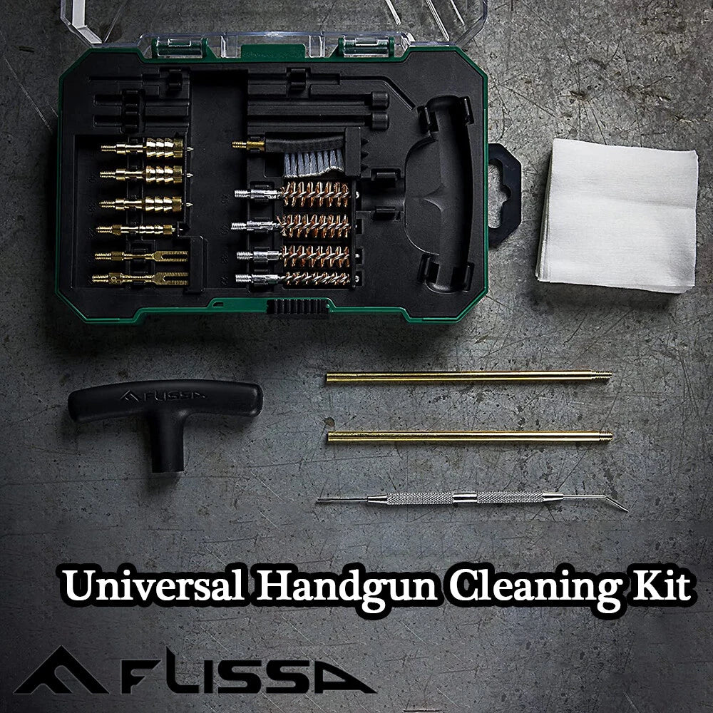 Flissa Universal Handgun Cleaning Kit Cleaning Jag Patches Rod Bore