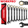 WORKPRO 8PC Ratcheting Combination Wrench Set Flex-Head Wrench Set SAE