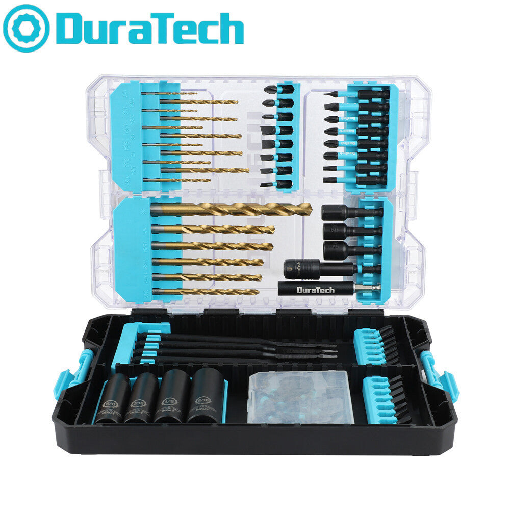 DuraTech 87PC Impact Screwdriver Bit Drill Bit Set Socket Set Hex