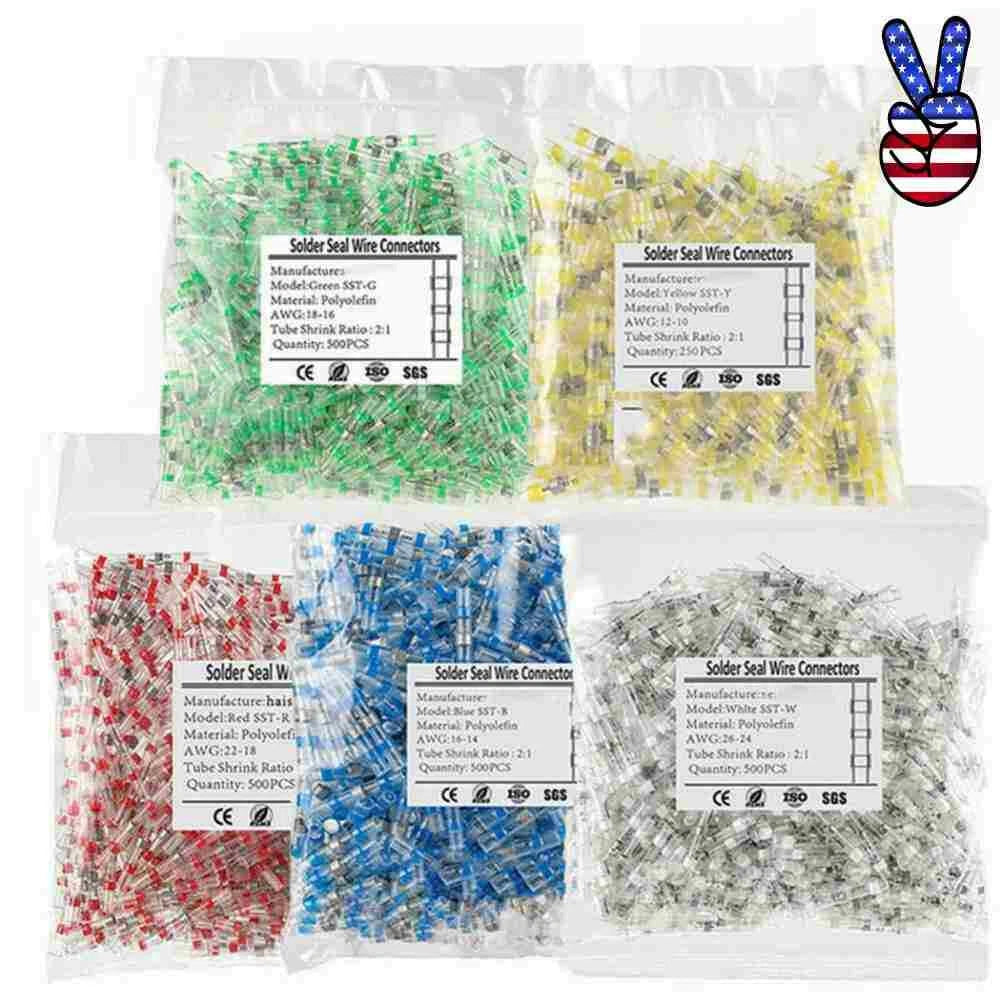 New Waterproof Solder Seal Sleeve Heat Shrink Butt Wire Connectors