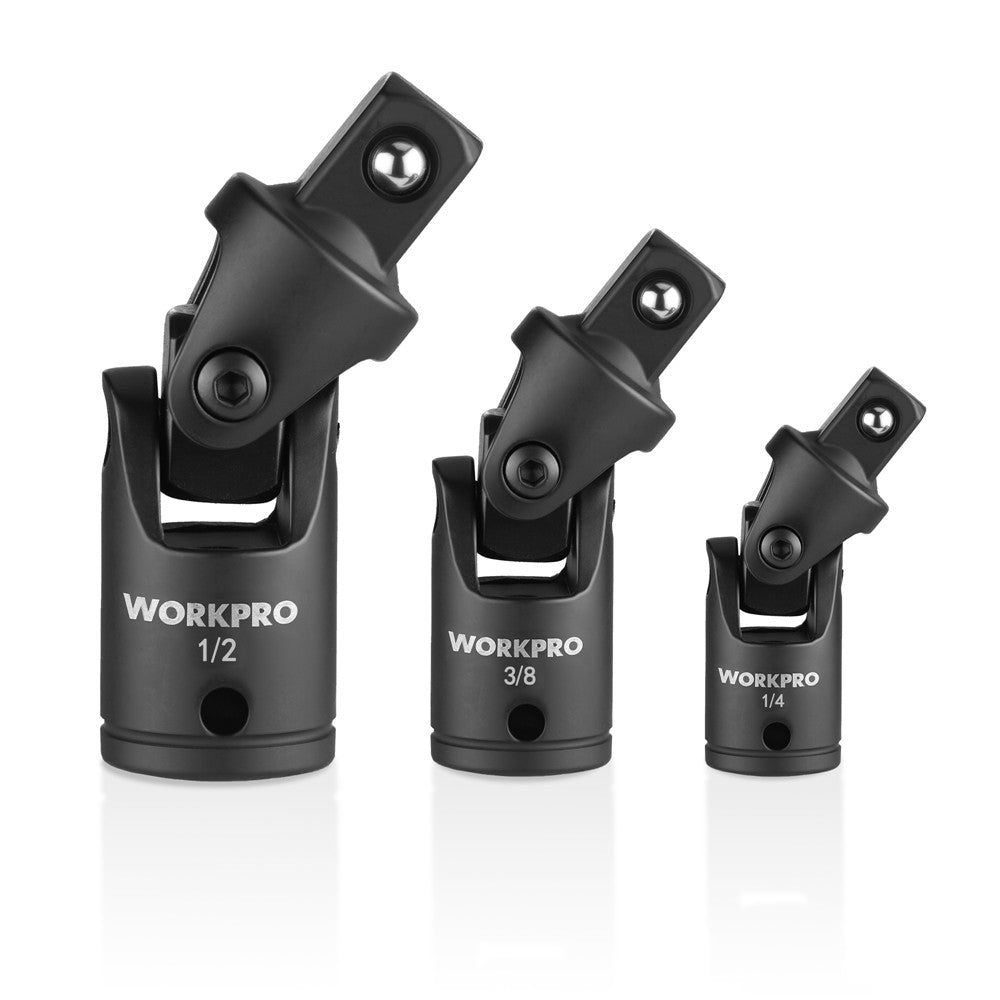 Workpro 3PC Universal Joint Socket Adapter Flexible U-Joint Set 1/4"