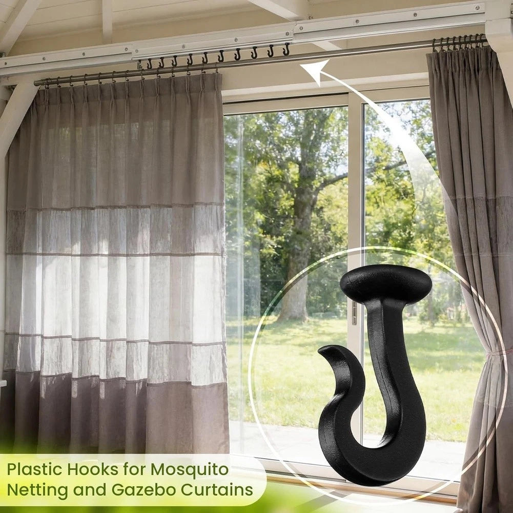 Pp Plastic Gazebo Curtain Hooks For Lightweight Fabrics - 50 100 Black