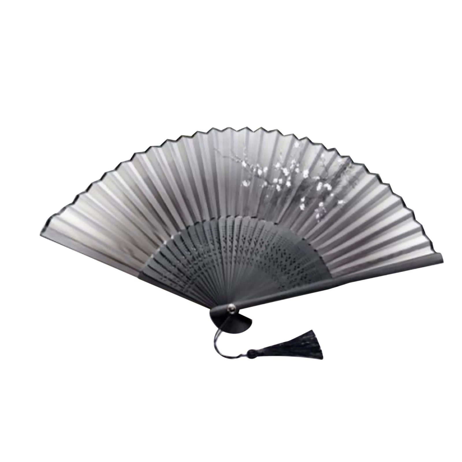 Retro Chinese Classical Folding Hand Held Black Fan Plum Flower