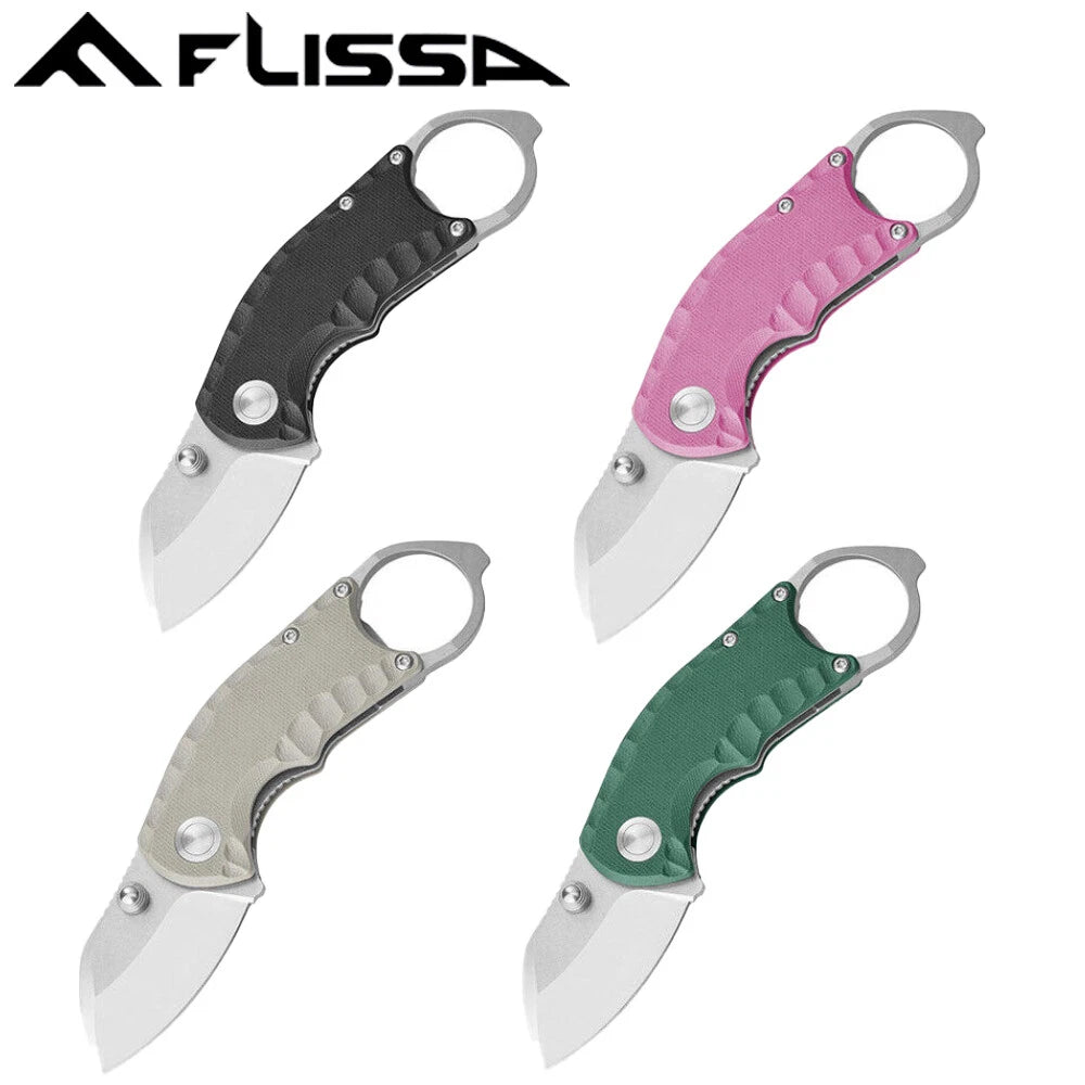 Flissa 4" Folding Pocket Knife G10 Handle Steel Edc Pocket Knife