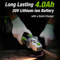 WORKPRO 20V Cordless Angle Grinder Kit 4.5" Fast Charger 4Ah Lithium-Ion Battery