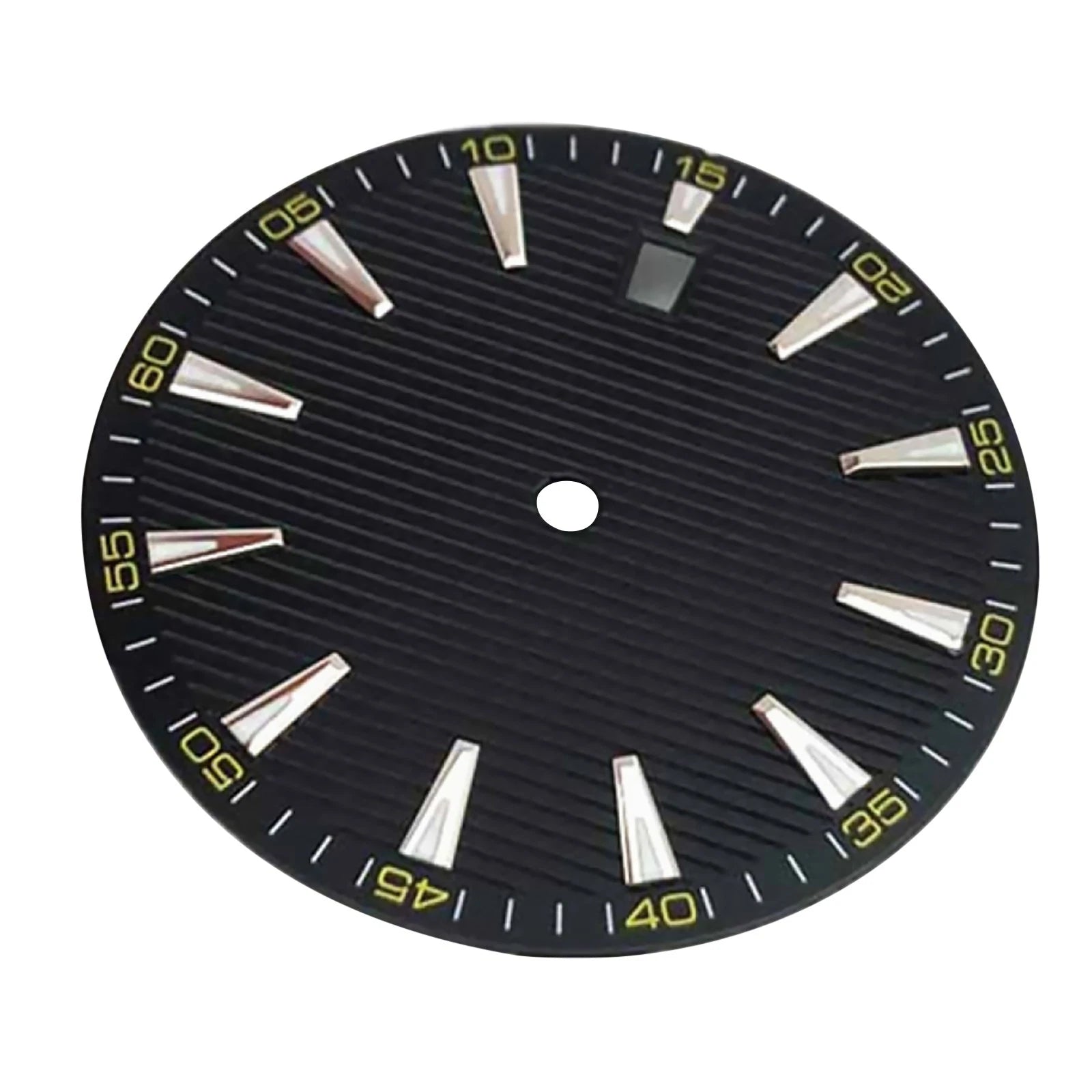 33.5mm Black+yellow Watch Dial Face Plate Date @3 For Nh35/nh35a