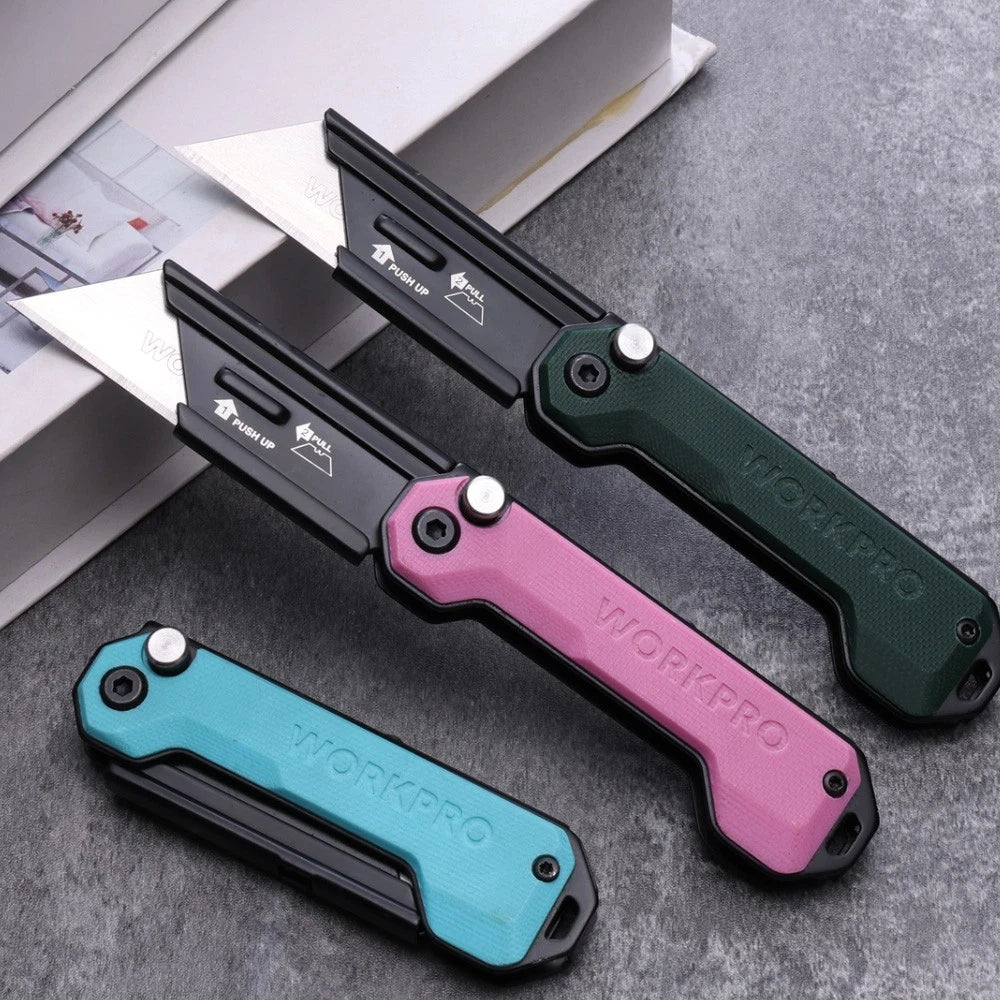 Workpro Folding Utility Knife Quick Change Blade Box Cutter G10