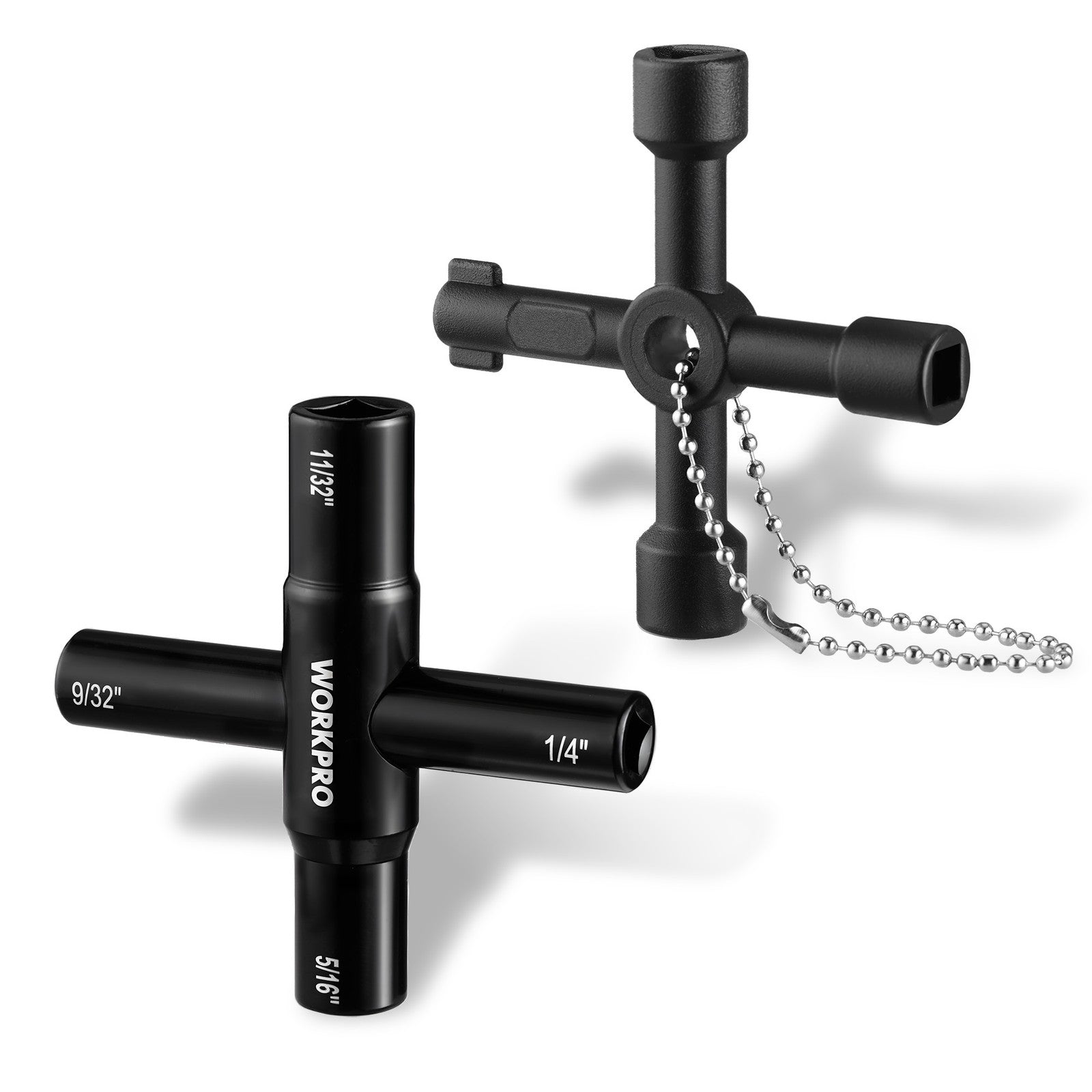 WORKPRO 2x Water Key Wrench 40Cr Universal Utility 4 Way Sillcock Key for Faucet