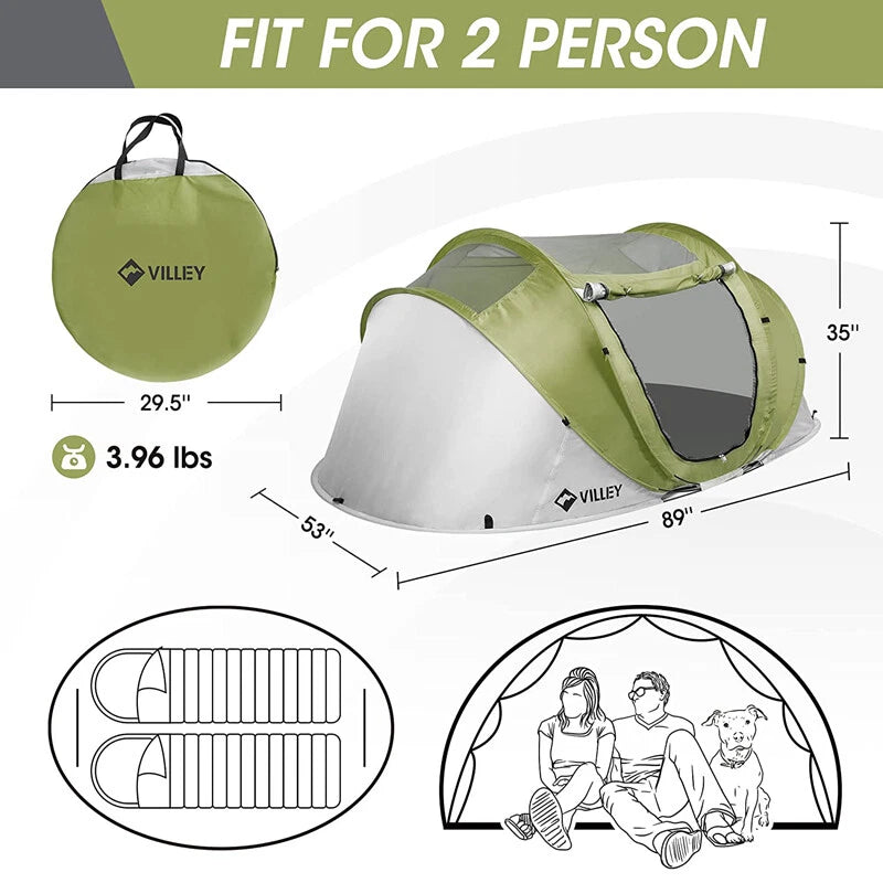 Villey 2 Persons Automatic Setup Pop Up Tent | Built Supply Co