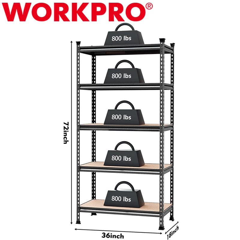 Workpro 5-tier Metal Storage Shelving Unit 36"w X 18"d X 72h Heavy