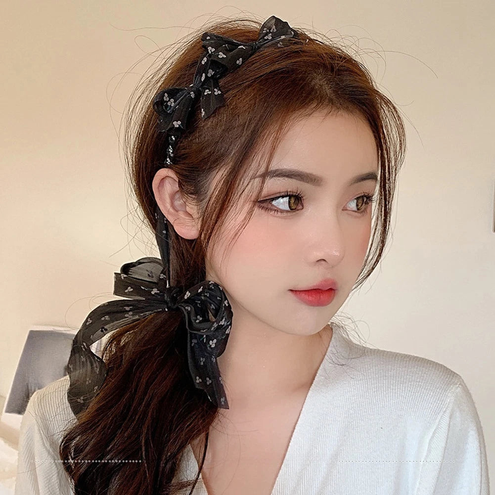 Streamer Hair Tie Bow Hairband Elegant Bow Design Soft Fabric Material