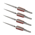 Straight Self Locking Tweezers 6-1/2" Length With Fiber Grip -Jewelry