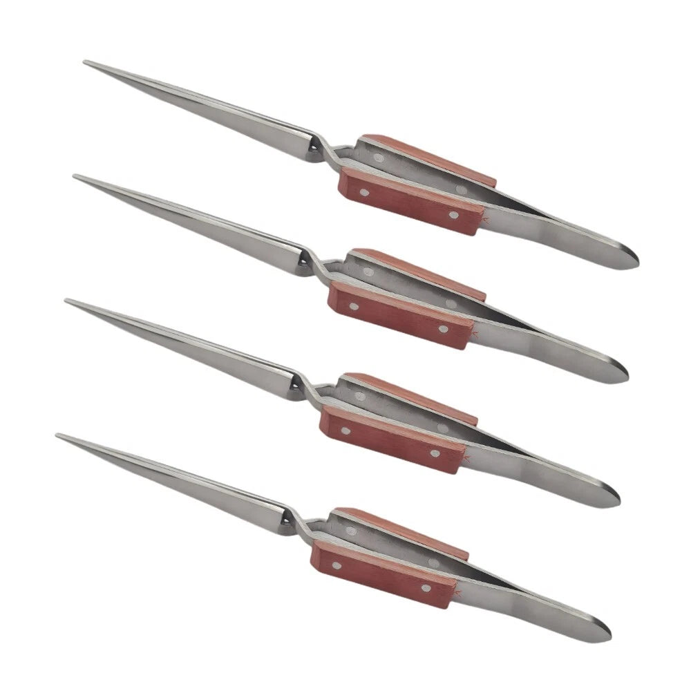 Straight Self Locking Tweezers 6-1/2" Length With Fiber Grip -Jewelry