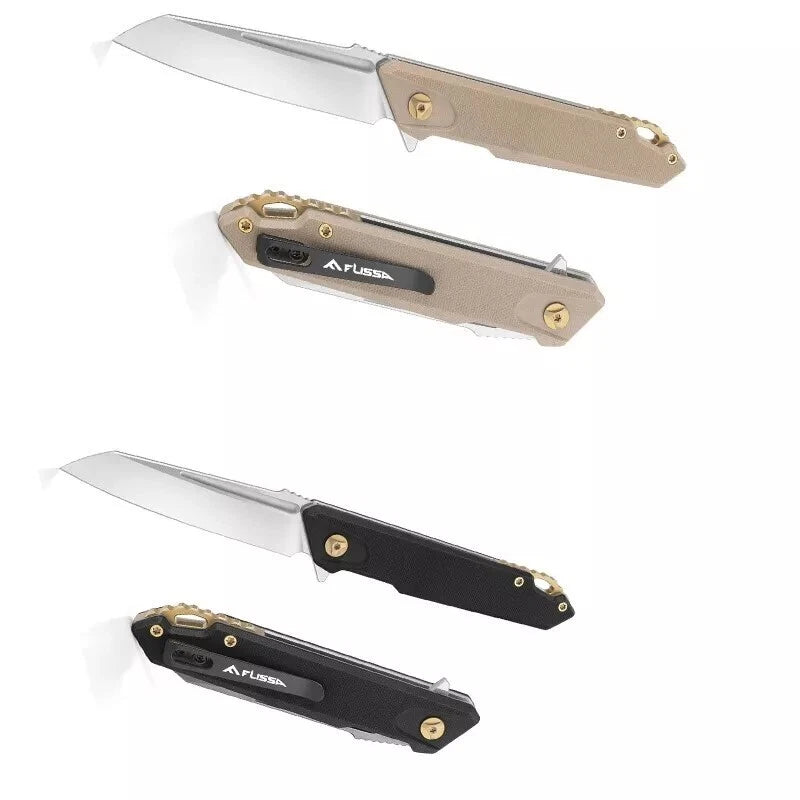 Flissa Brown/black Folding Pocket Knife Edc Knife W/d2 Steel Blade