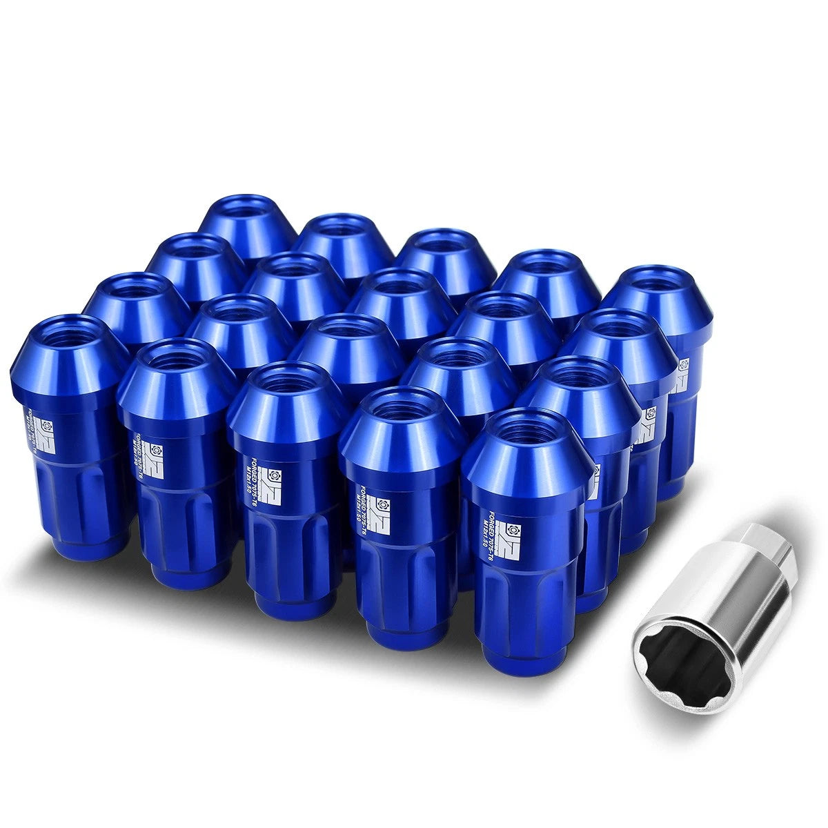J2 Aluminum Blue M12 X1.5 24mm Od/ 50mm Height Closed End Lug Nuts Set