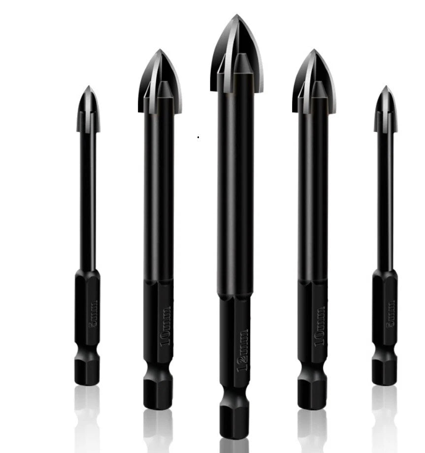 10pc-pk TCT Tungsten Carbide Ceramic Tile Glass Brick Drill Bit Cross Spear Head
