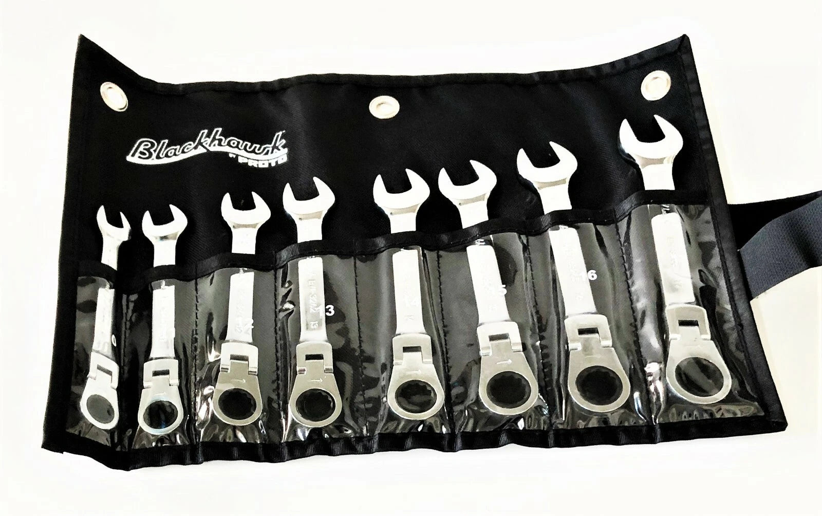 8pc Proto Blackhawk Flexible Gear Ratcheting Wrench Flex Head Set MM BW-3208FMS