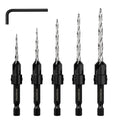 WORKPRO 5PACK HSS Countersink Drill Bit Set Adjustable M2 4-Flute