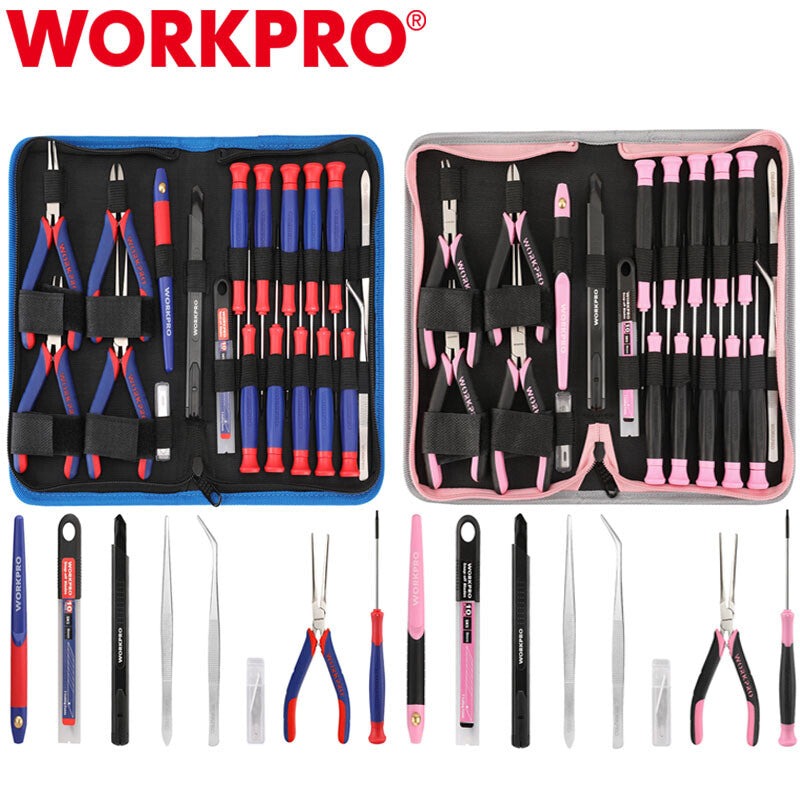 Workpro Pink/blue Precision Repair Tool Set Plier Screwdrivers Set