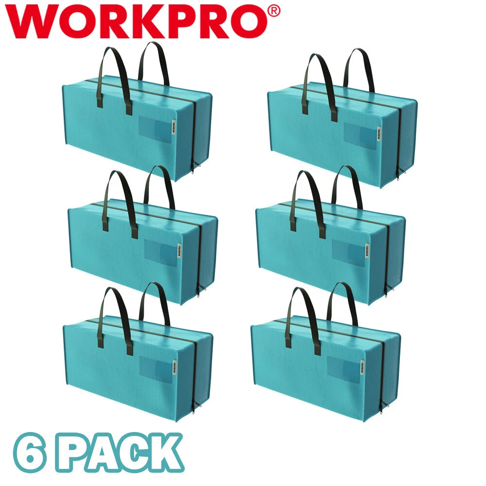 WORKPRO 6PC Large Moving Bag Set Heavy-Duty Storage Tote Alternative Moving Box