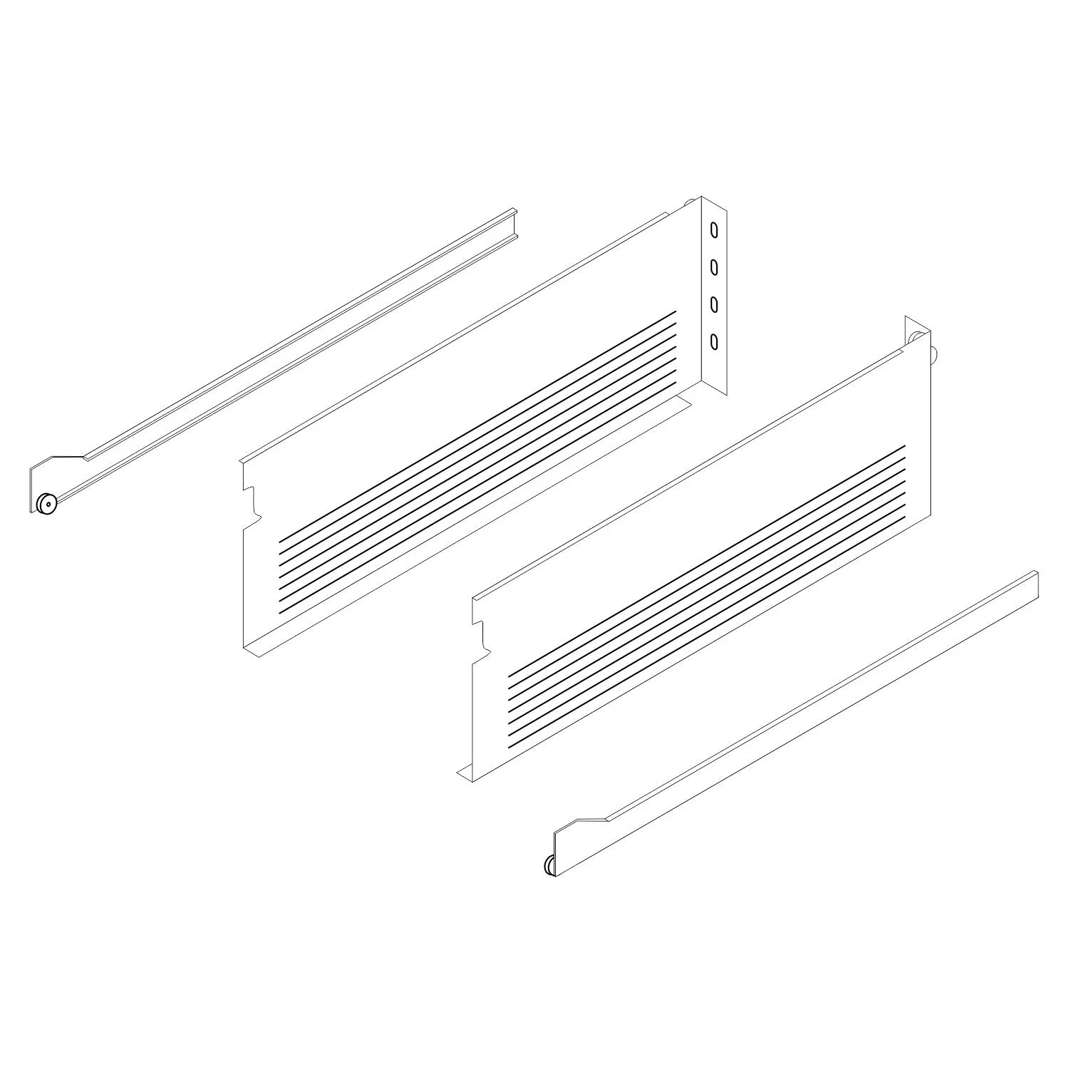 Blum 22" Metabox 5-7/8" High, 3/4" Extension Drawer Side, White