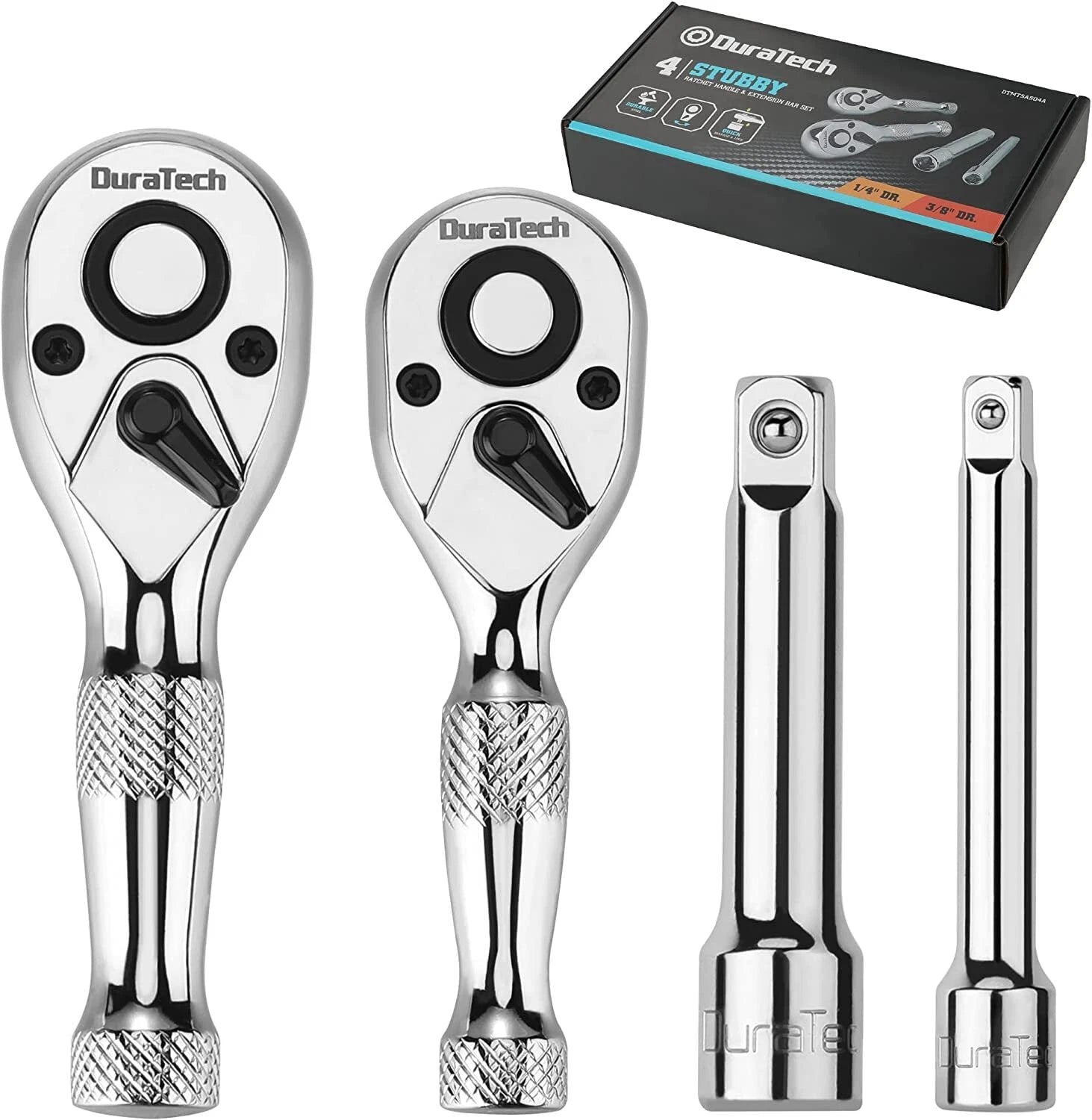 Duratech Stubby Ratchet Set 1/4'' And 3/8''ratchets With 2 Extension
