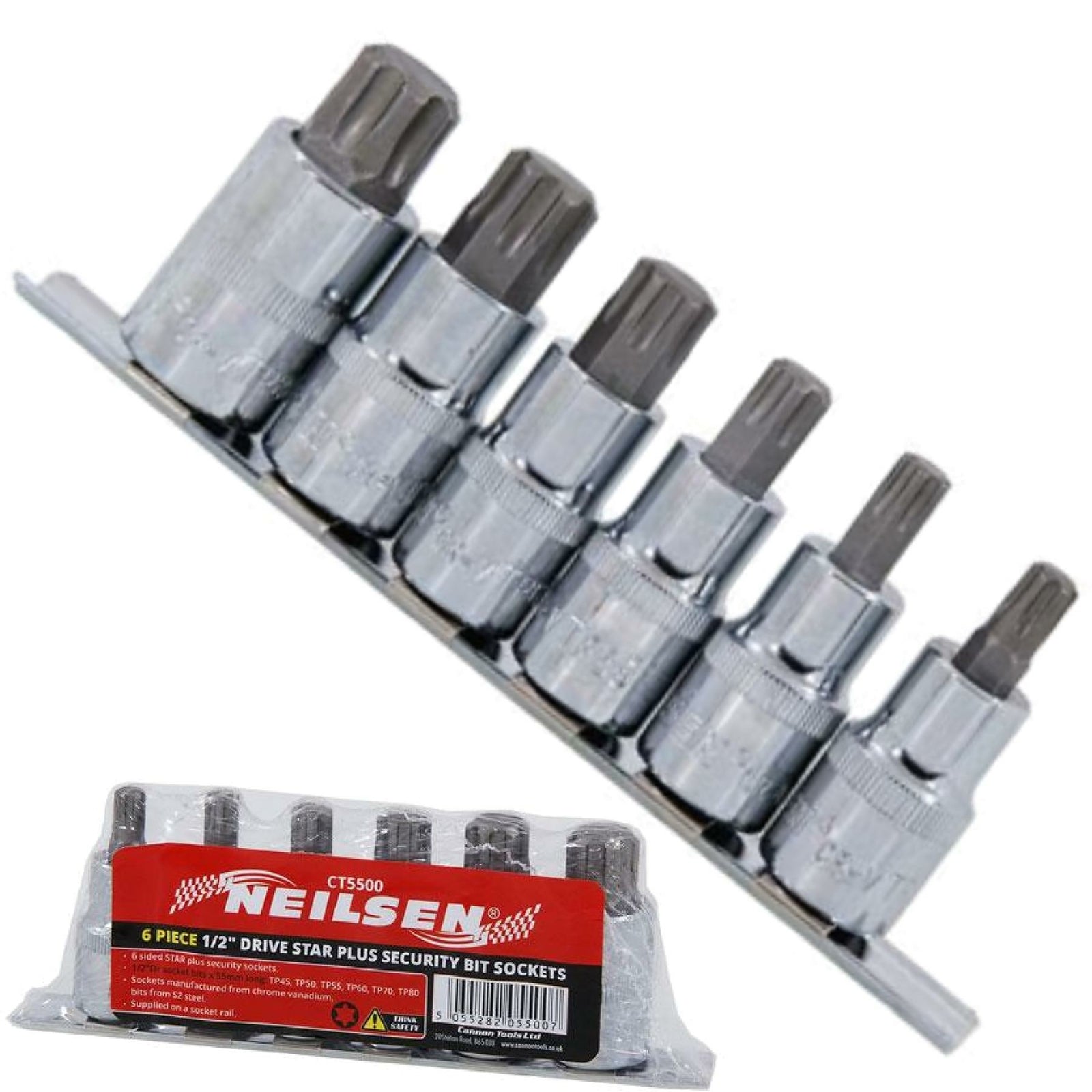 Neilsen 9pc 6 Sided Star Plus Security Bit Sockets