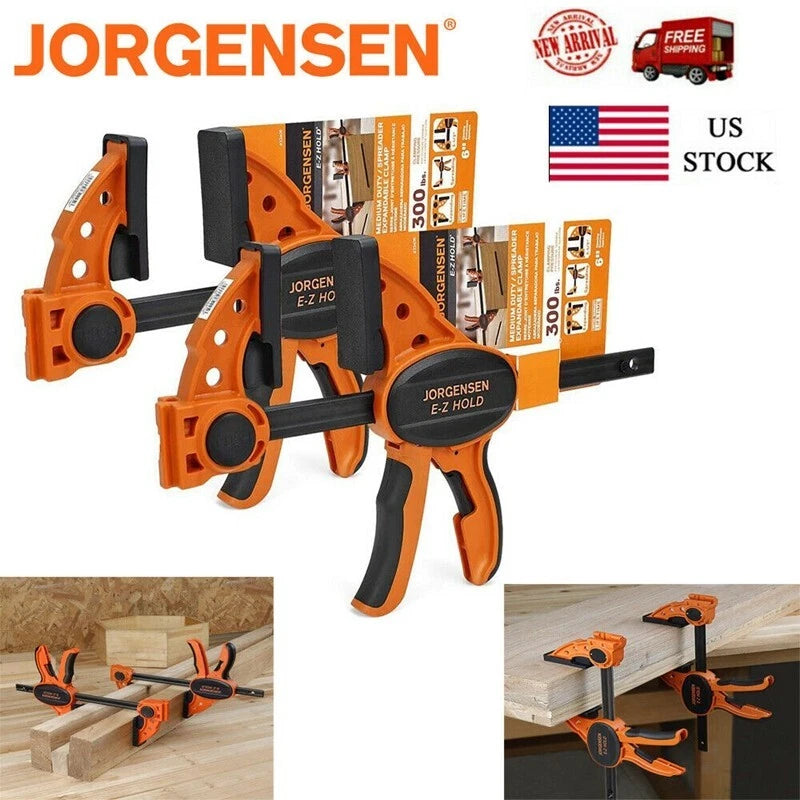 Jorgensen 2-packs 6" One Hand Clamp/Spreader Medium Duty E-Z Hold Bar Clamps Set