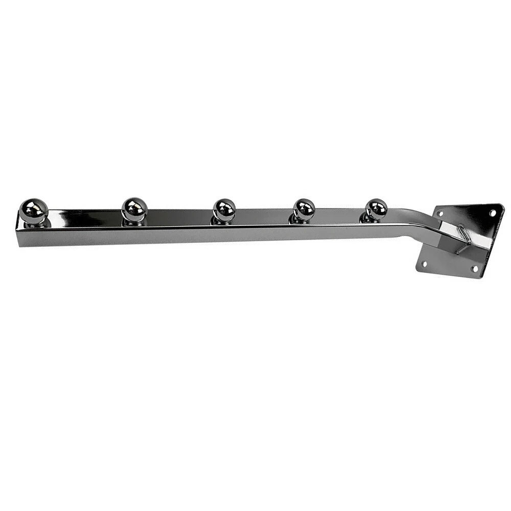 14" Long Chrome 5 Ball Wall Mount Waterfall Square Tube Faceout Hook