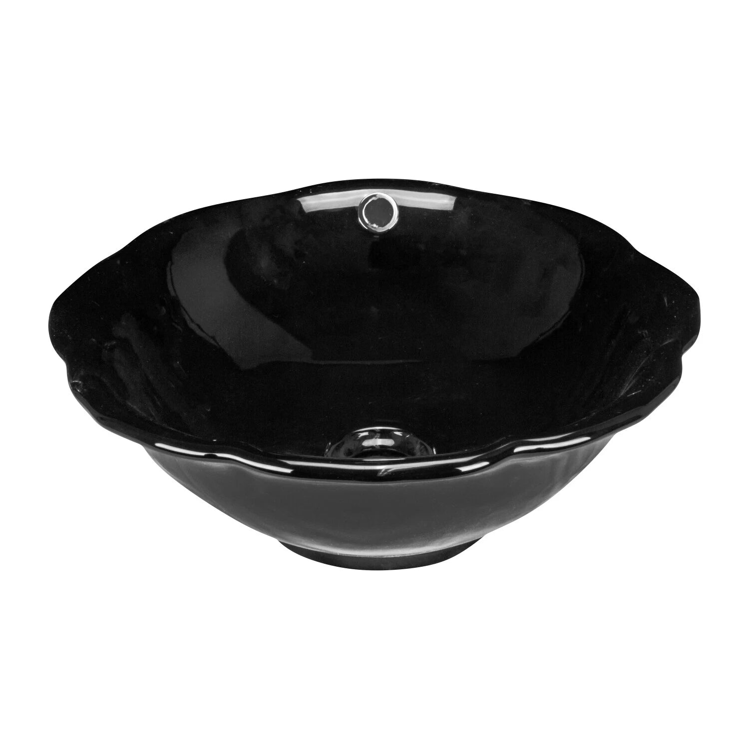 Rok Orchid Round Shaped Bathroom Vessel Sink, 17-1/2" Diameter Black