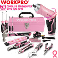 WORKPRO 75PIECES Pink Tools Set 3.7V Rotatable Cordless Screwdriver