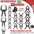 WORKPRO 16PCS 3-3/8" 4-1/2" 6-1/2" Nylon Spring Clamp Tips Tool Clip