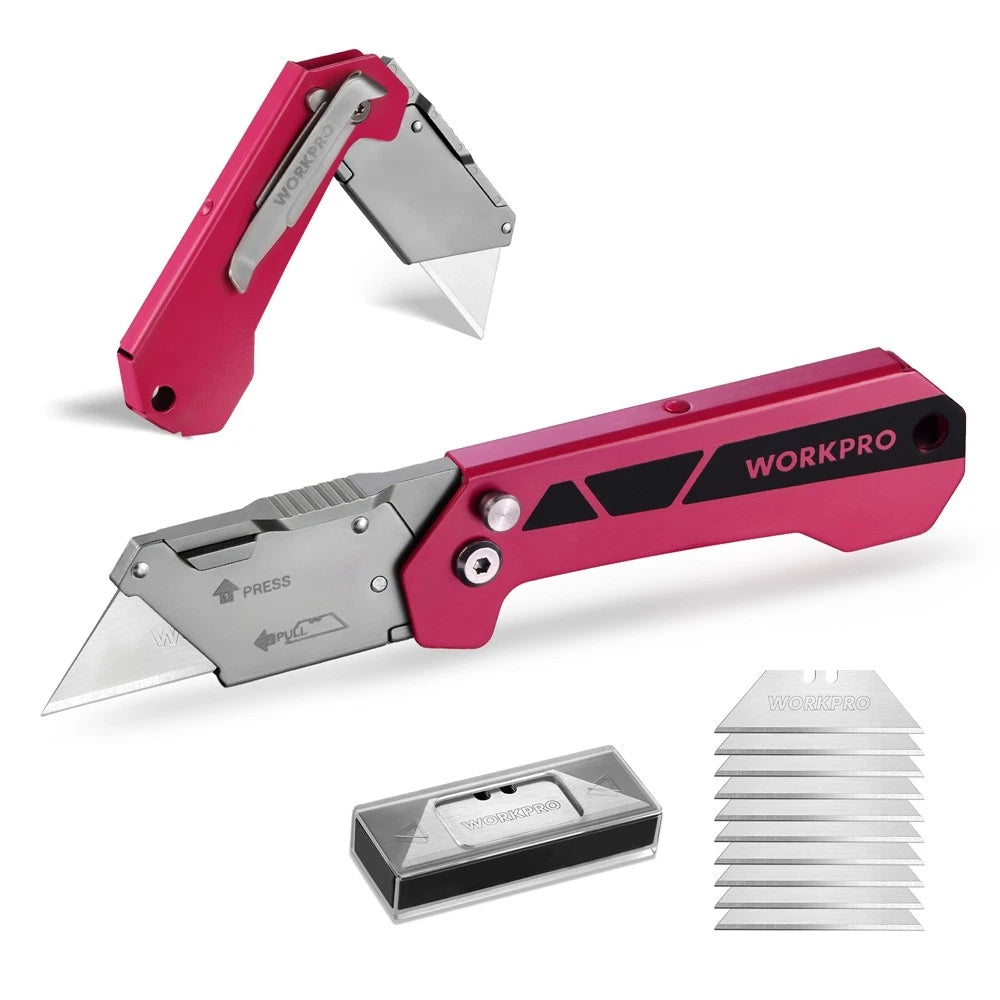 Workpro Pocket Folding Utility Knife Quick Open Axis Lock Cutter 10
