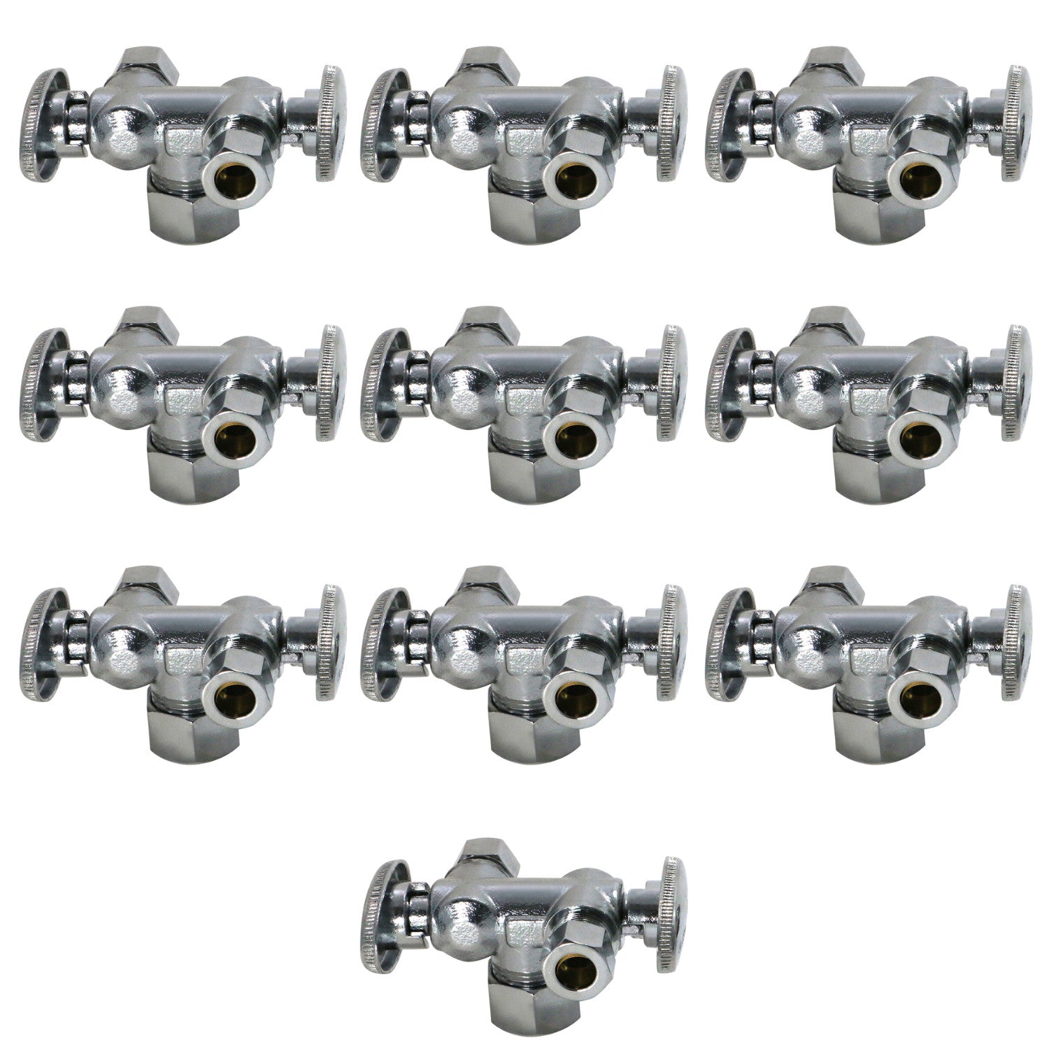 XFITTING 3/8" x 3/8" OD x 5/8" OD Compression Dual Angle Valve 10 Pack