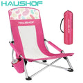 Haushof High Back Folding Beach Chair Mesh Back Chair Low Seat