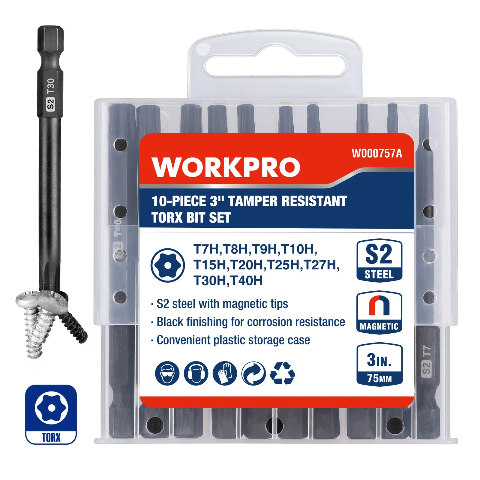 Workpro Security Torx Bit Set, Cnc Machined S2 Steel Star Bit Set New