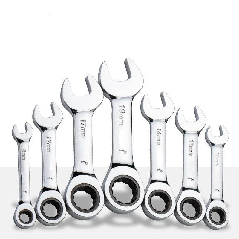 Stubby Ratcheting Wrench Metric 72-tooth Gear Open End Wrenches