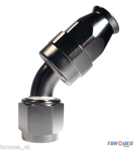AN -4 (4AN) 45 Degree PTFE Stealth Black Hose Fitting