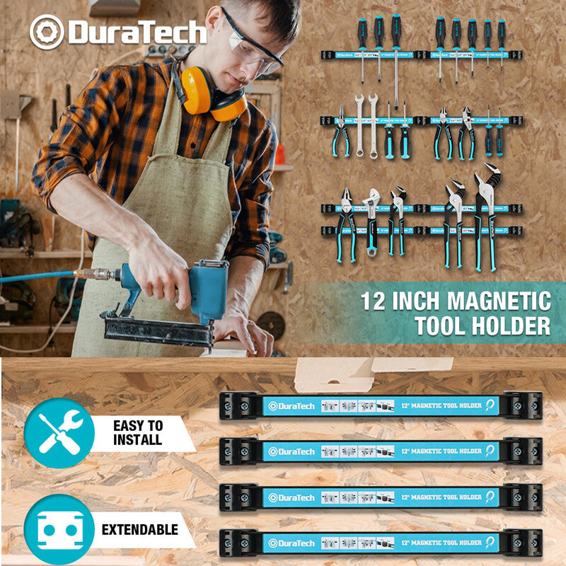 DURATECH 4Pack 12" Magnetic Tool Holder Strip Heavy Duty Magnetic Tool