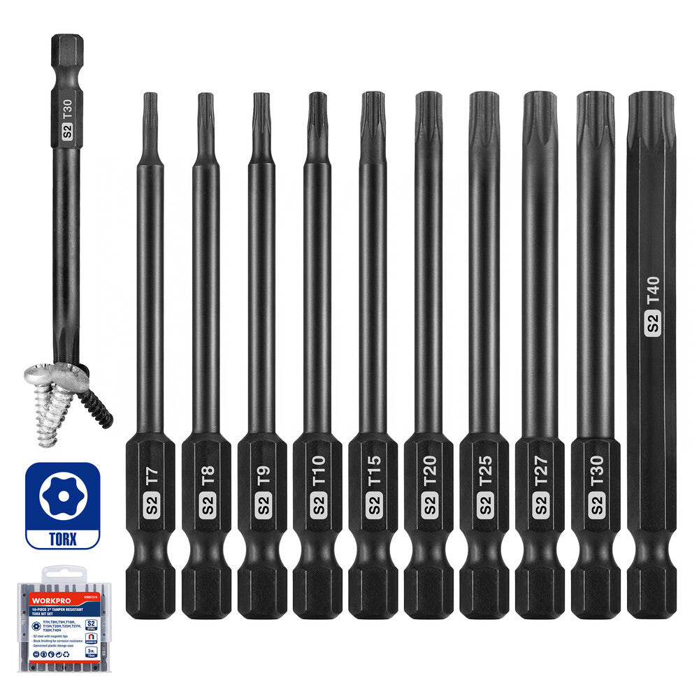 Workpro 10PC Security Torx Bit Set Magnetic Tips