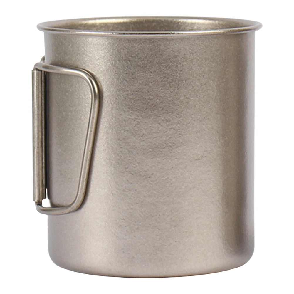 Titanium Travel Cup Pure Ti Foldable Handle 300ml 450ml Lightweight