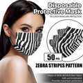 [Zebra Look] 50 Pcs Disposable Face Masks 3-Ply Non Medical Surgical